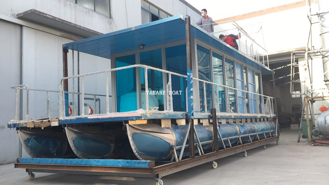 Casa flotante de pontones de aluminio de 11 m sobre el agua para restaurante