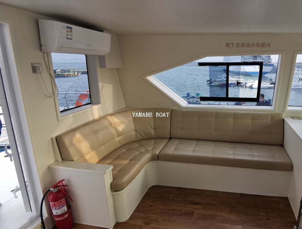 Barco de pasajeros catamarán de fibra de vidrio de lujo de 65 pies para transporte en ferry y fiesta 